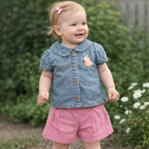 Τζιν, πουκαμισάκι, Λινή βερμούδα, Setaki, Jean Poukamisaki, Lini, Vermouda, Set jean shirt purple shorts 722782