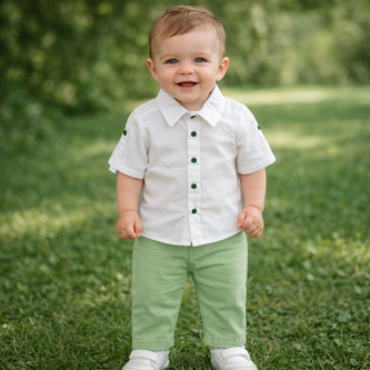set_boy_green white shirt 773322
