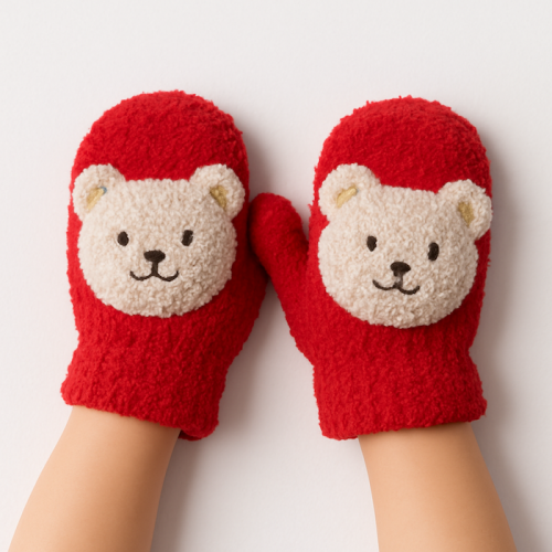 Βρεφικά Γαντάκια Μάλλινα Red bear gloves_ 85548