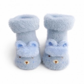 Βρεφικά καλτσάκια με αντιολισθητική βάση Vrefika-fluffy-kaltsakia-me antiolisthitiki vasi-socks_blue bear 8801
