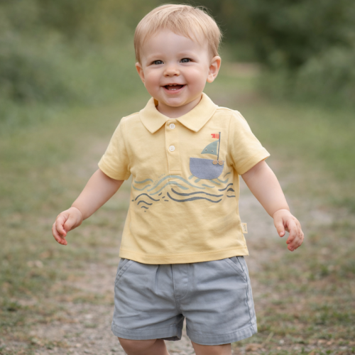 Σετάκι Μπλουζάκι, Λινή Βερμούδα, Mplouzaki-Lini Vermouda - Set yellow shirt shorts 773336